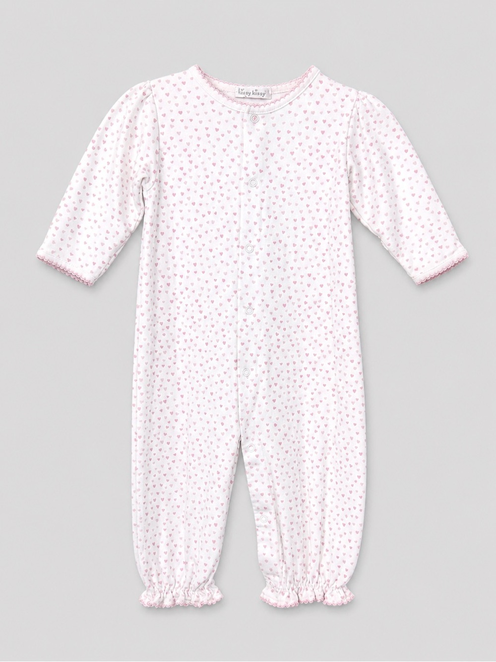 Kissy Kissy Baby Girl Footless Romper Pink Hearts Pima Cotton 3-6M